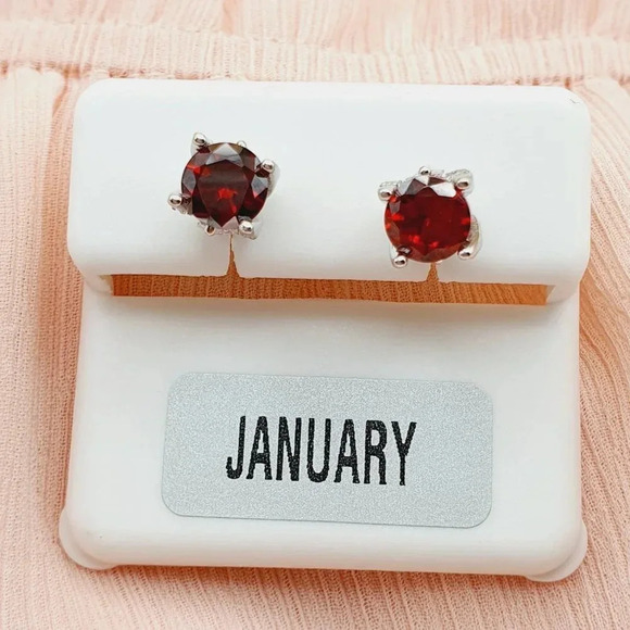 "Birthstone S925 Sterling Silver CZ Stud Earrings for Women/Girl, US19251040 - Picture 4 of 10